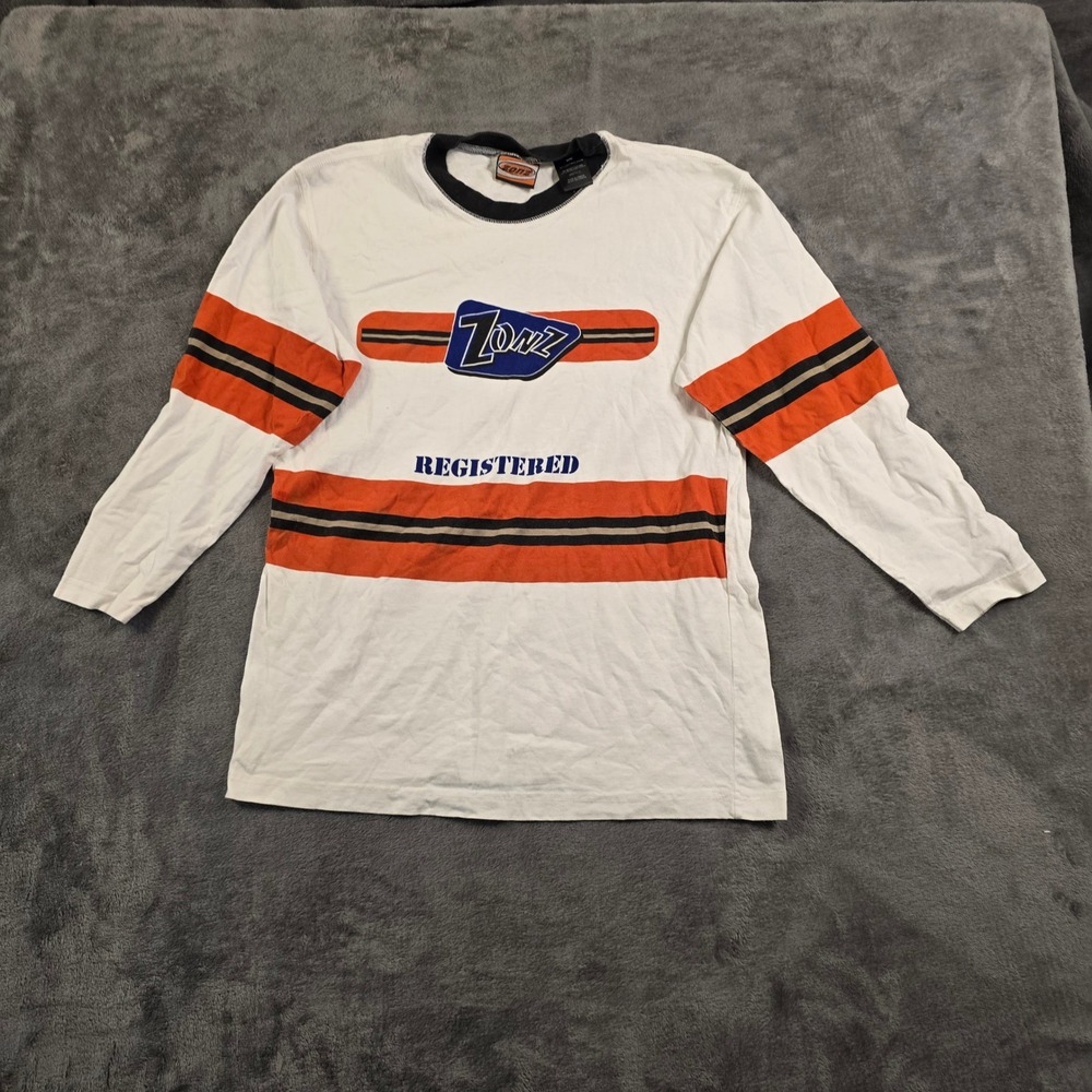 Vintage Zonz T-Shirt Men's Size M White Orange 90's Skater Streetwear Grunge